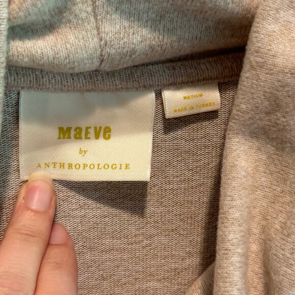 Anthro Maeve Oatmeal Cowl Neck Sweatshirt Dress - size Medium - Picture 4 of 6